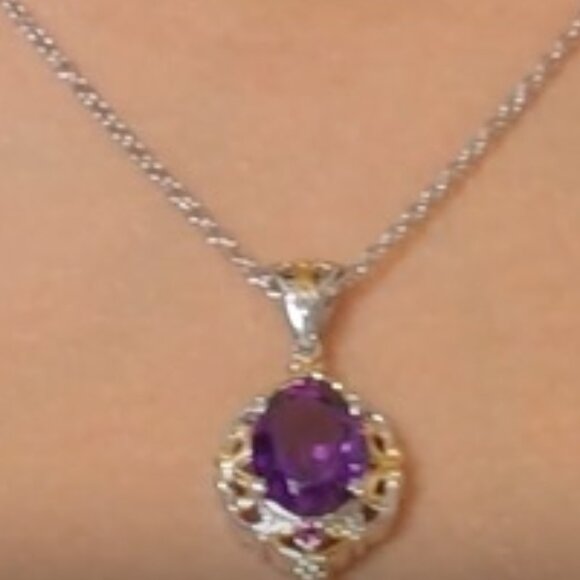 Antique Style Ring/Necklace  Set - African Amethyst and Orissa Rhodolite Garnet - Picture 5 of 6